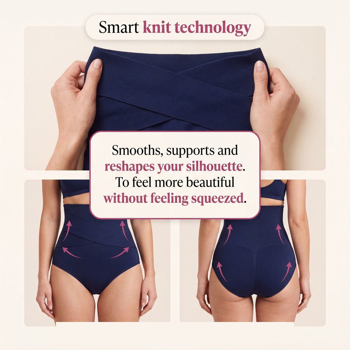 Lindalia High-Waist Sculpt Shaping Brief, smart knit technology that reshapes your silhouette