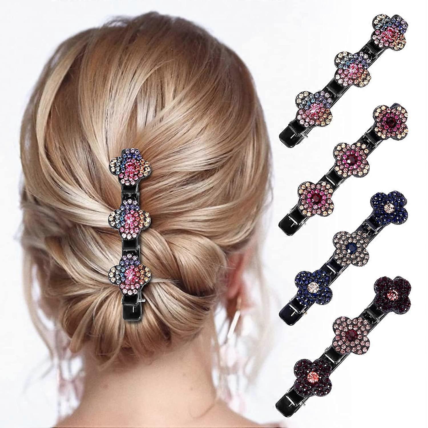 Sparkling Crystal Stone Braided Hair Clips