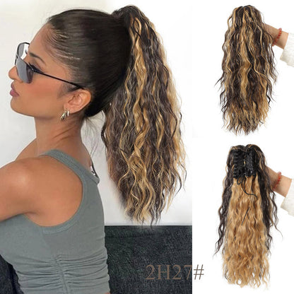 18 Inch Curly Wavy Frizzy Hair Extension with Ponytail