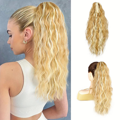 18 Inch Curly Wavy Frizzy Hair Extension with Ponytail