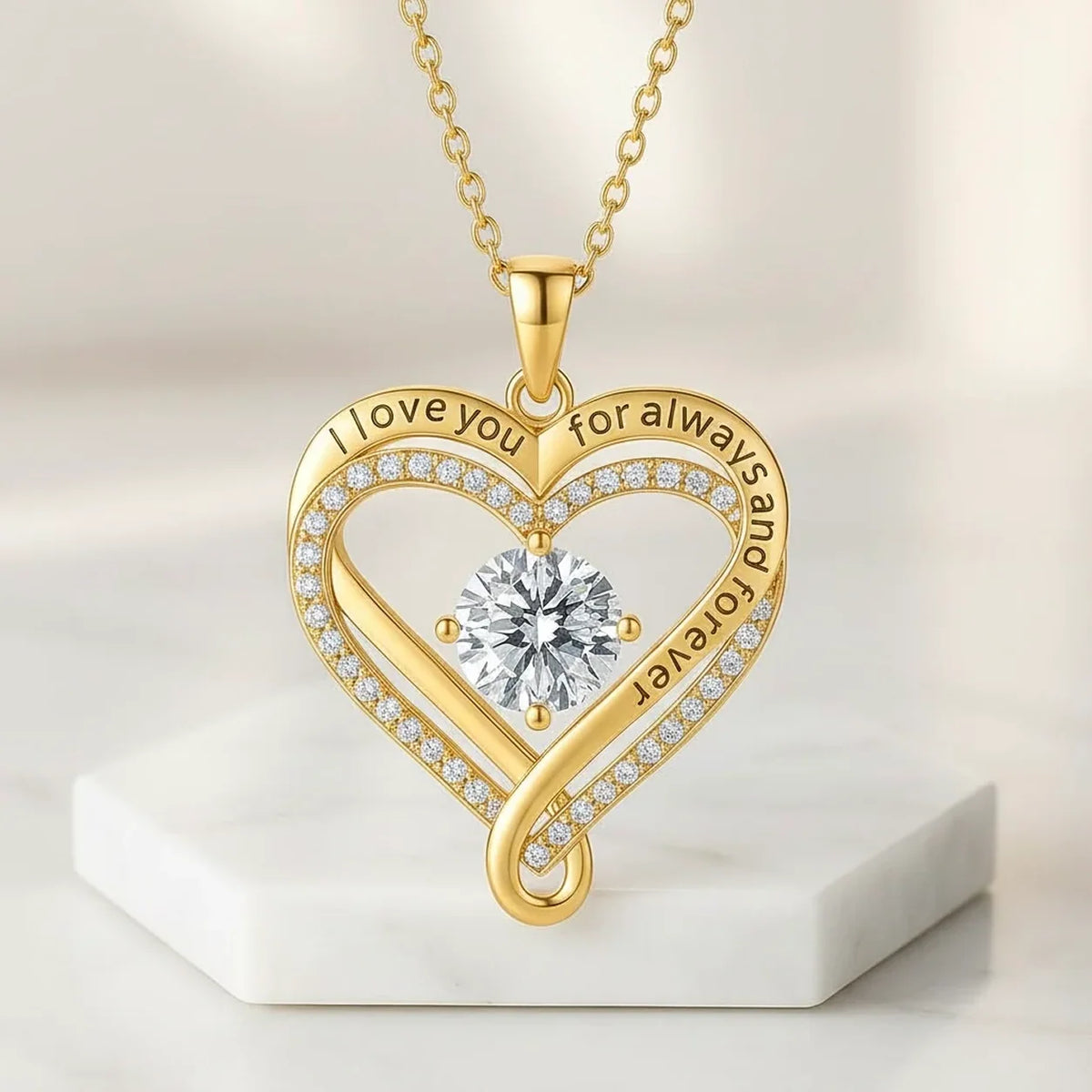 To My Wife Forever Together Heart Necklace