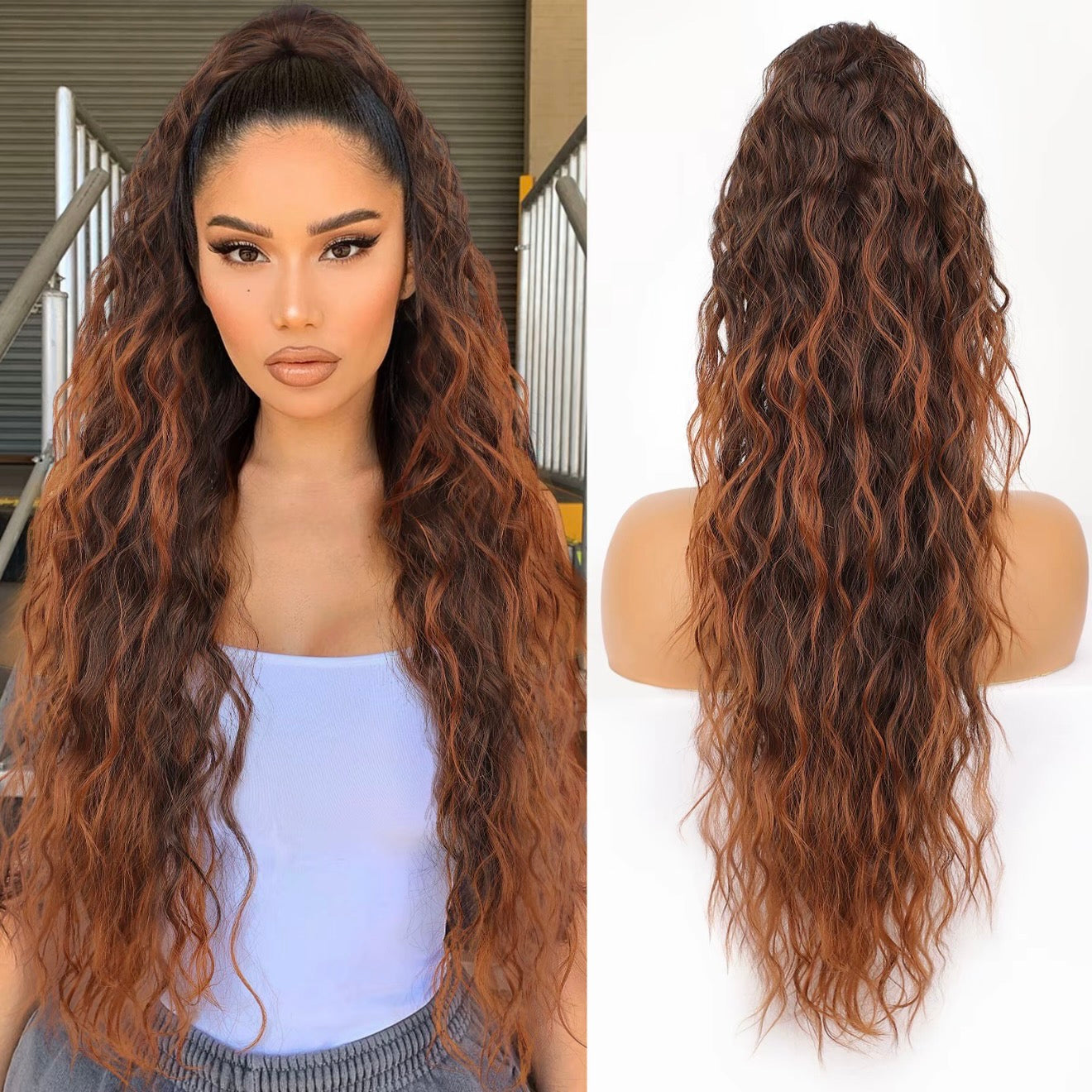 Curly Wavy Frizzy Hair Extension with Ponytail - 30 inch