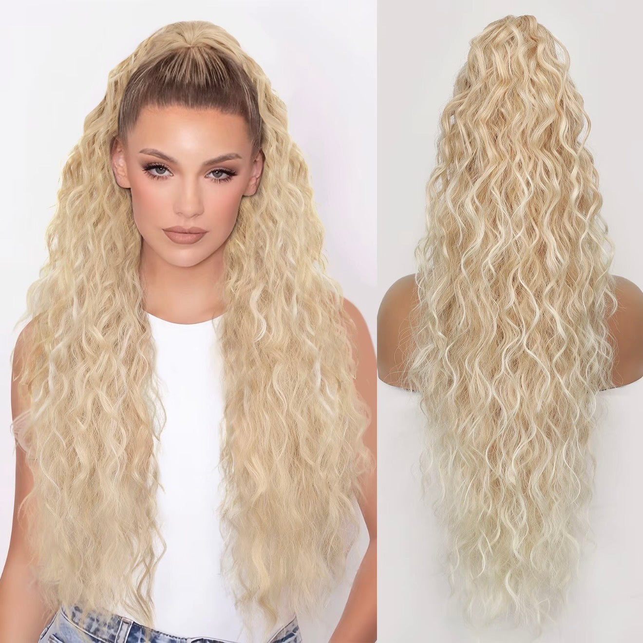 Curly Wavy Frizzy Hair Extension with Ponytail - 30 inch