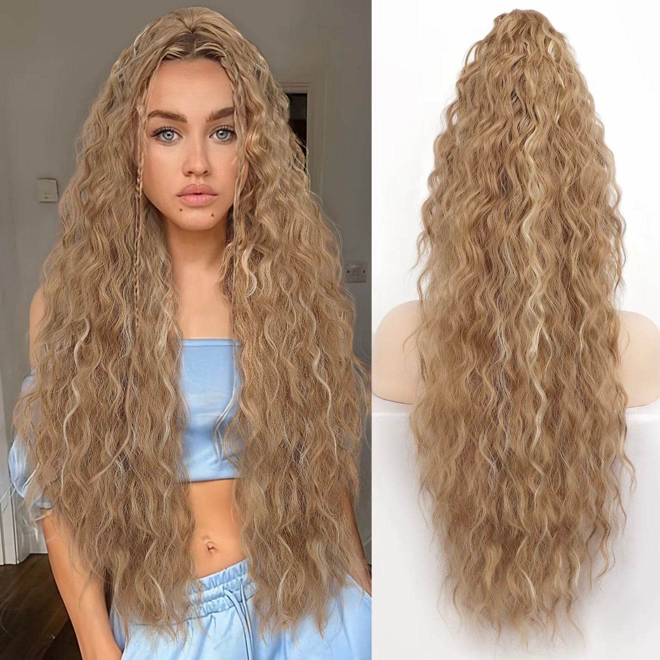 Curly Wavy Frizzy Hair Extension with Ponytail - 30 inch