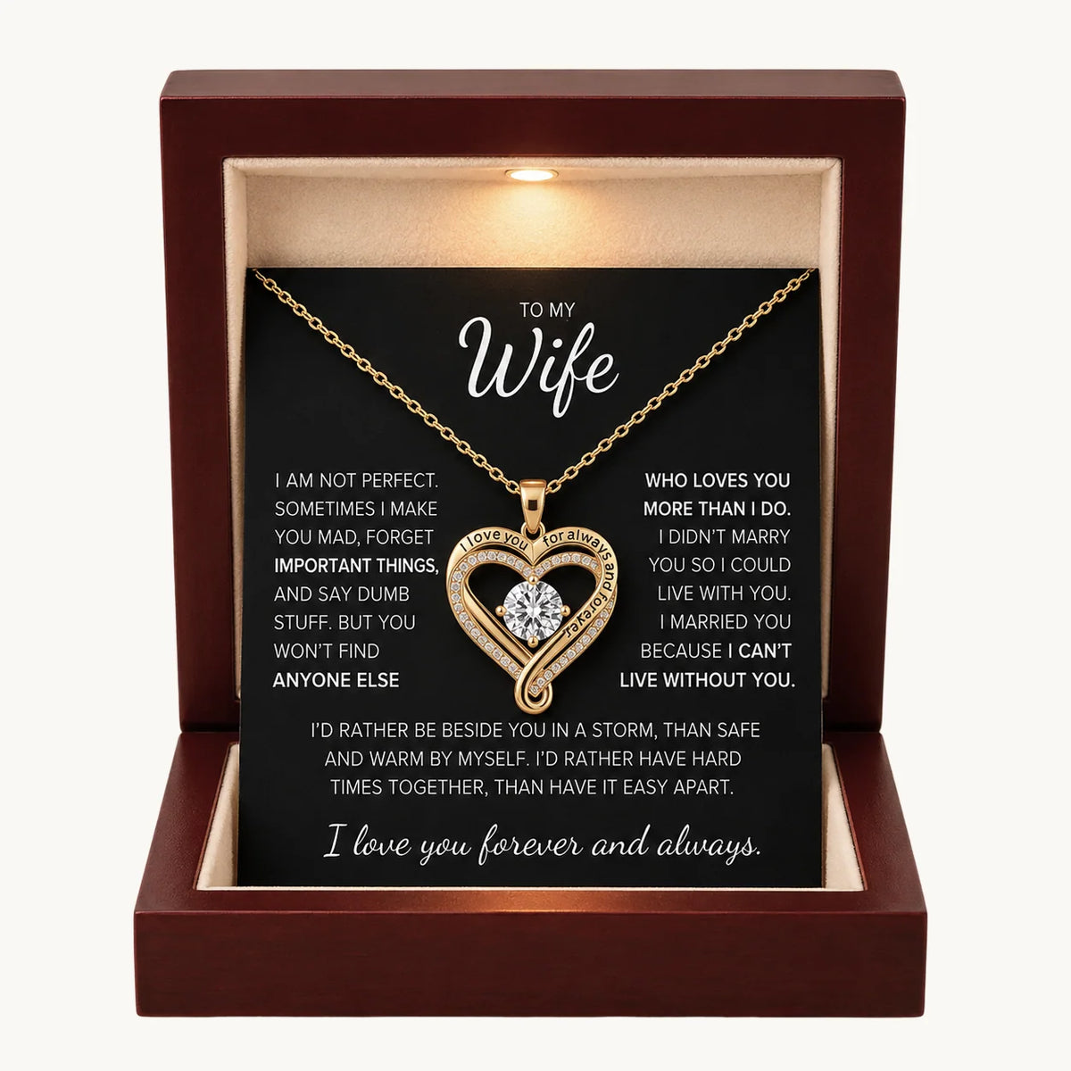 To My Wife Forever Together Heart Necklace