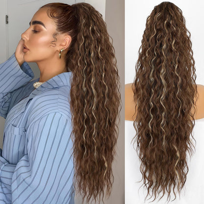 Curly Wavy Frizzy Hair Extension with Ponytail - 30 inch
