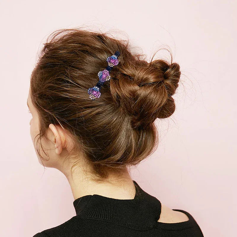 Sparkling Crystal Stone Braided Hair Clips