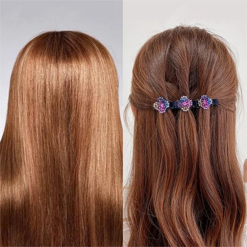 Sparkling Crystal Stone Braided Hair Clips