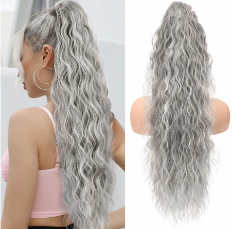 Curly Wavy Frizzy Hair Extension with Ponytail - 30 inch
