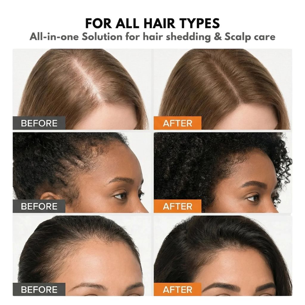 Lindalia Korean Scalp & Hair Growth Serum, for all hair types, before and after