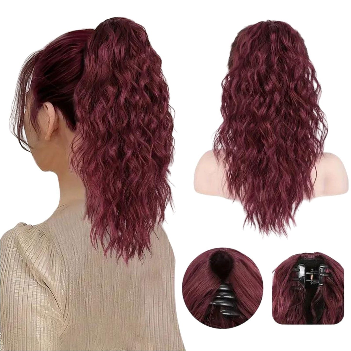 18 Inch Curly Wavy Frizzy Hair Extension with Ponytail