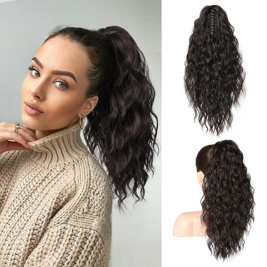 18 Inch Curly Wavy Frizzy Hair Extension with Ponytail
