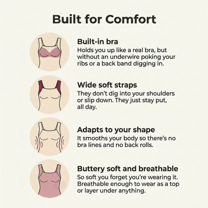 Lindalia built-in bra shaper tank, built for comfort