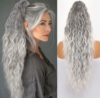 Curly Wavy Frizzy Hair Extension with Ponytail - 30 inch
