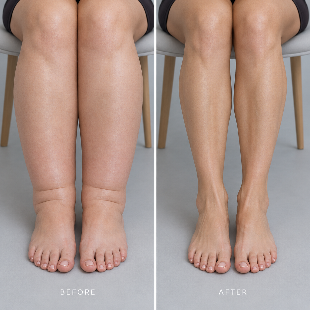Puffy legs and ankles before and after