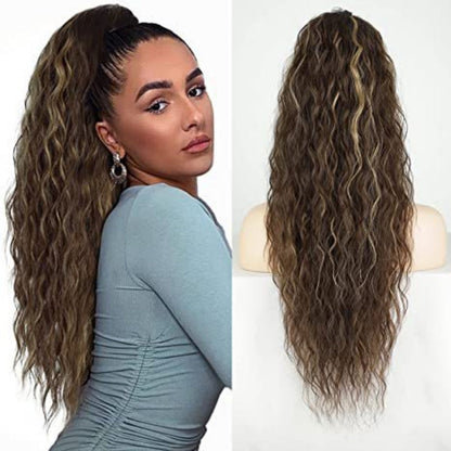 Curly Wavy Frizzy Hair Extension with Ponytail - 30 inch