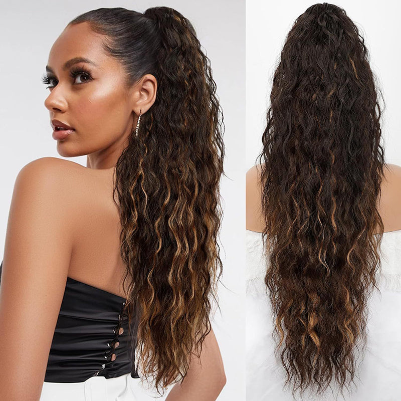 Curly Wavy Frizzy Hair Extension with Ponytail - 30 inch