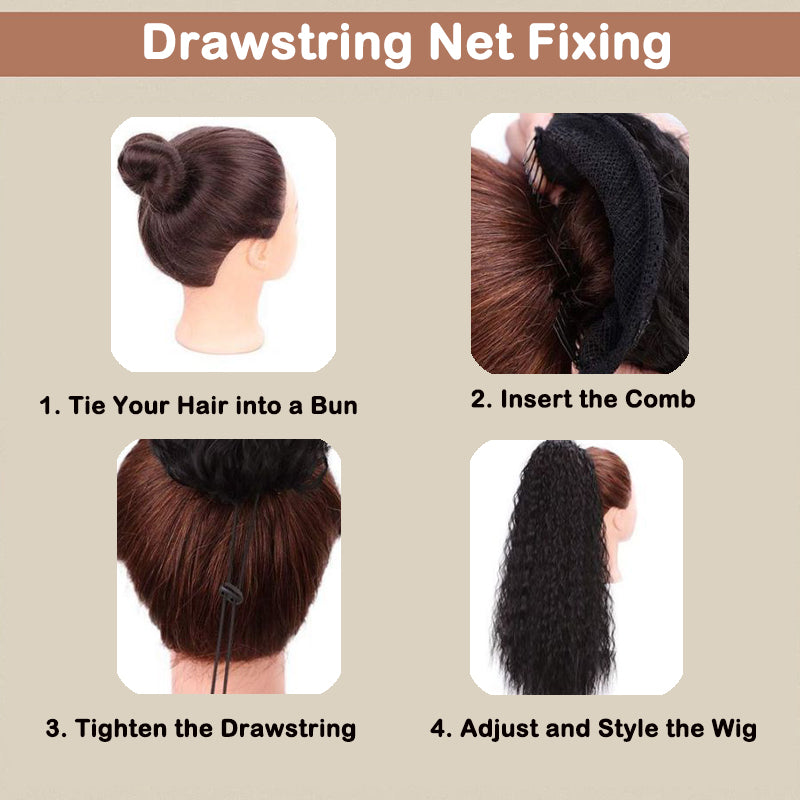 Curly Wavy Frizzy Hair Extension with Ponytail - 30 inch