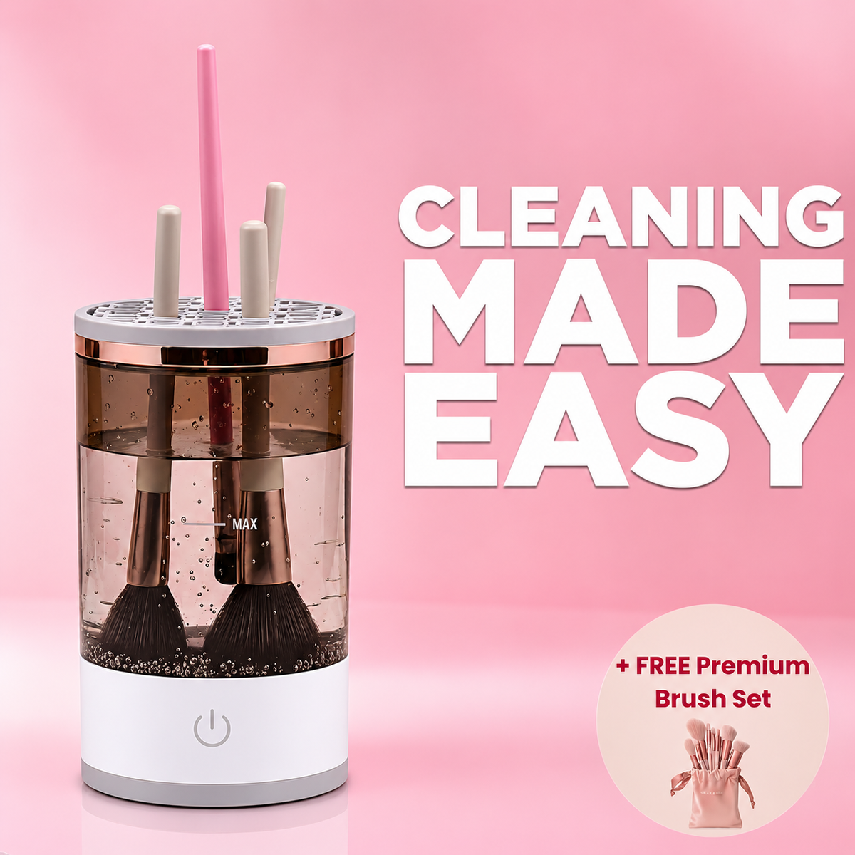 Lindalia Electric Makeup Brush Cleaner, cleaning made easy, free brush set